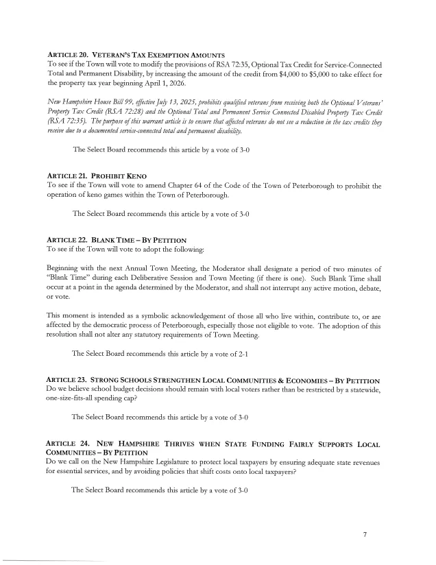 镇民大会议程，第7页，第22号提案